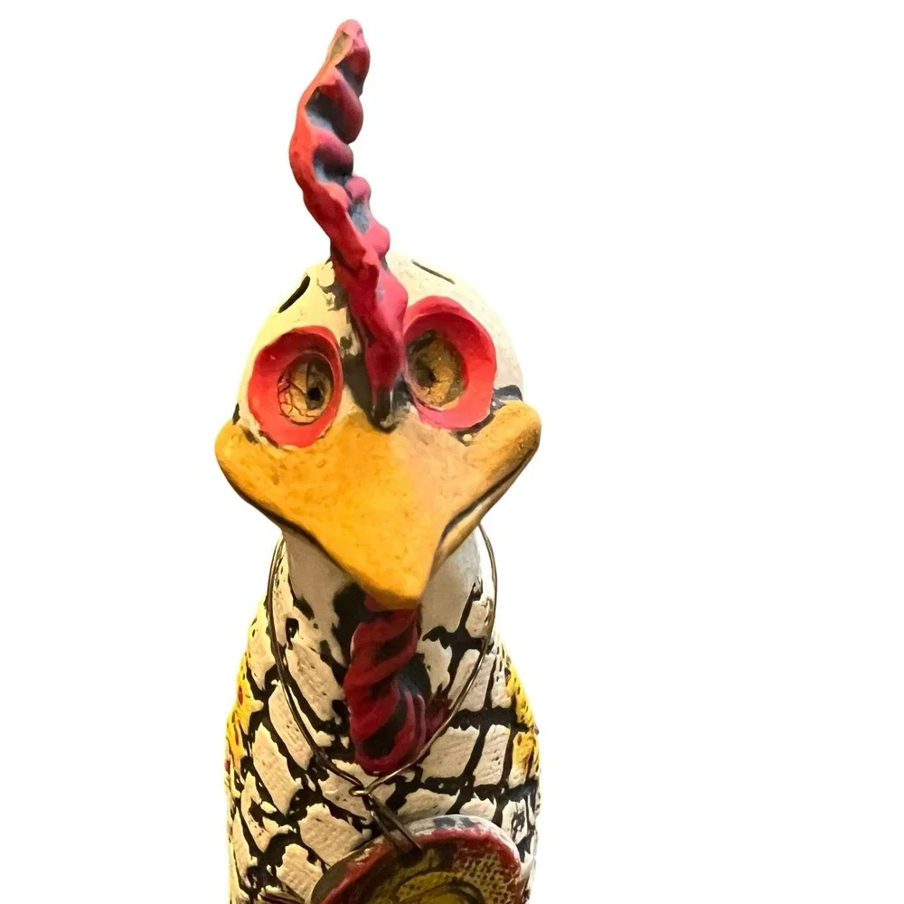 Studio Art Pottery Rooster Salt & Pepper Shakers Folk Art Primitive Farmhouse 6